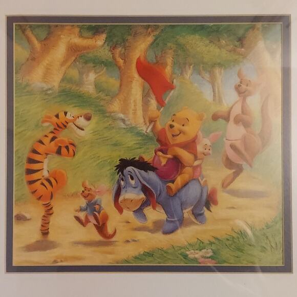 Marlin Art Disney Pooh's Afternoon Fun Lithograph Matted in 17" x 18" Frame - Picture 2 of 4
